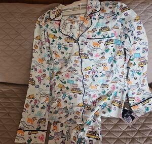 Roller Rabbit White Multicolor Printed Cotton Pajama Set